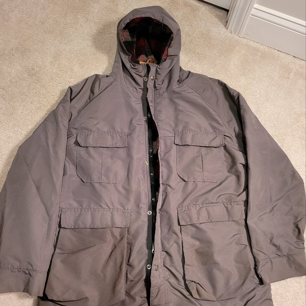 Vintage 90s L.L. BEAN Baxter State Parka Coat Jacket Wool Plaid Lined Men Large